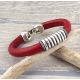Bracelet cuir réalisé avec cuir ovale regaliz rouge en bracelet style boho
