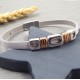 Fermoir magnetique plat plaque argent pour cuir 5mm