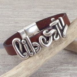 kit bracelet cuir marron liberty avec tutoriel offert