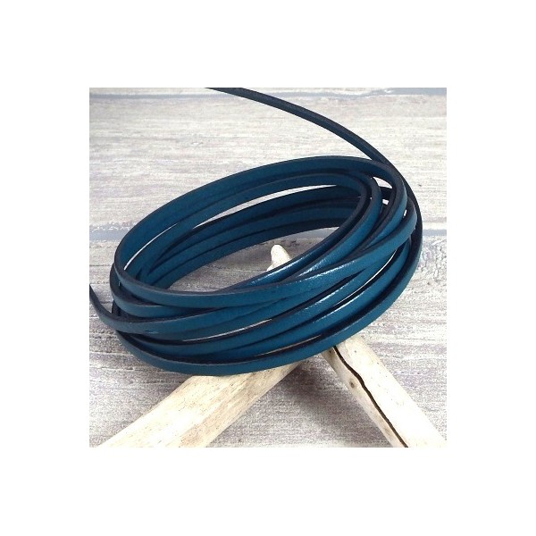 Cuir plat 3mm bleu petrole