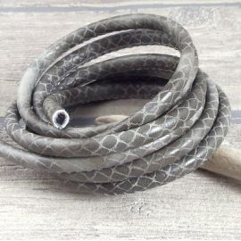 cordon cuir PU reptile gris 5mm