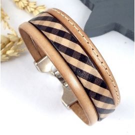 Kit bracelet cuir naturel style foulard