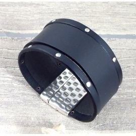 Kit bracelet cuir gris rock fermoir martele argent et son tutoriel