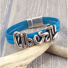 kit bracelet cuir turquoise liberty avec tutoriel offert