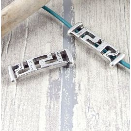 Passant rectangle ethnique argent cuir 2mm
