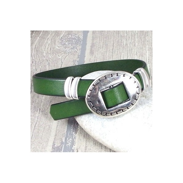 Kit bracelet cuir vert tendance homme ethnique fermoir ajustable