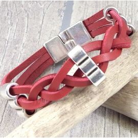 Kit tutoriel bracelet cuir tresse bleu et bronze