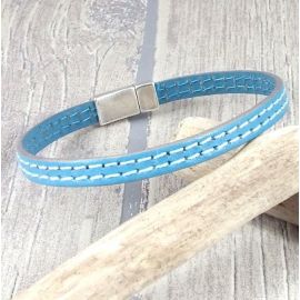 Kit bracelet cuir 2 coutures fermoir argent