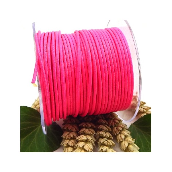 Cuir rond 2mm rose fluo