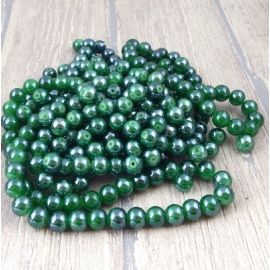 Lot de perles en verre vert irise 10mm