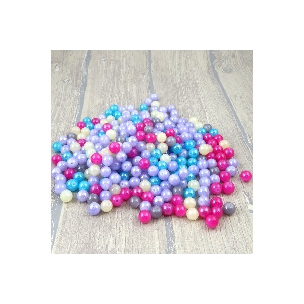 Lot de perles en verre multicolore irise 10mm