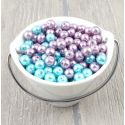 Lot de perles en verre nacrees turquoise et mauve 161 grammes 8mm