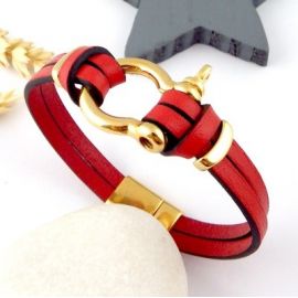 kit tutoriel bracelet cuir rouge et or manille 2990