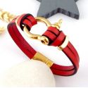 kit tutoriel bracelet cuir rouge et or manille 2990