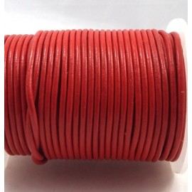Cordon cuir rond 2mm rouge