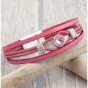 Kit tutoriel bracelet cuir rose antique cristal swarovski avec perles et fermoir plaque argent