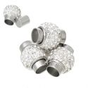 fermoir boule metal magnetique 6.5 mm avec strass fimo pour lacets cuir