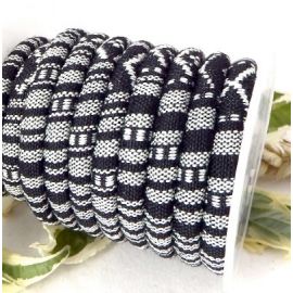 cordon coton ethnique noir et blanc 6.5mm par 20cm