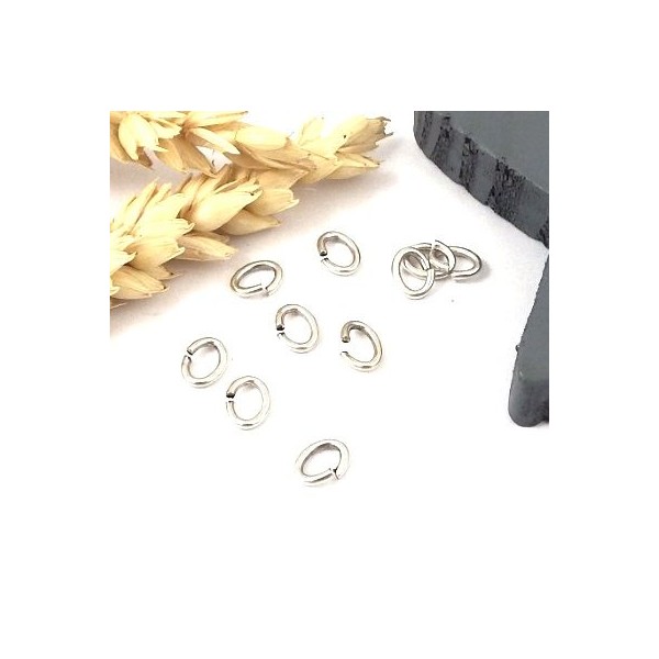 15 anneaux ovales plaque argent pour montage de bijoux