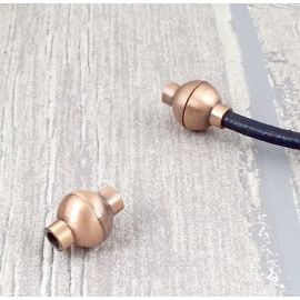 fermoir boule zamak cuivre pour cuir rond 3mm