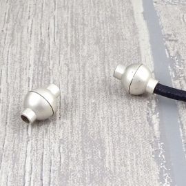 fermoir metal argente mat blanc magnetique boule pour cuir 3mm