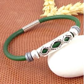 Kit tutoriel bracelet cuir noir unisexe ethnique zamak argent
