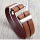 Kit bracelet cuir homme cuivre double et fermoir fer a cheval gun metal