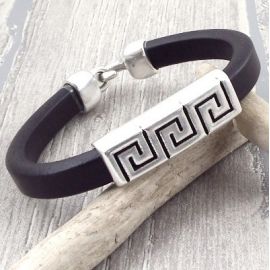 Kit bracelet cuir regaliz rustique argent