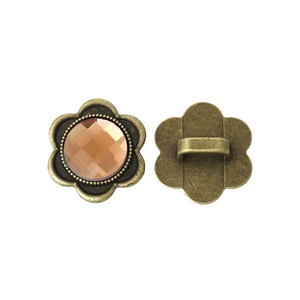 Perle passante metal bronze et verre cristal pour cuir regaliz