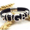 Kit bracelet cuir regaliz rugby noir 