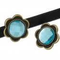 Perle passante bronze et cristal turquoise