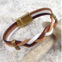 Kit tutoriel bracelet cuir tresse bleu et bronze