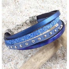 Kit bracelet cuir melodie bleue