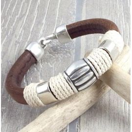 kit bracelet cuir regaliz marron marin argent boho