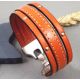 Kit tutoriel bracelet cuir orange avec clous couture et fermoir plaque argent