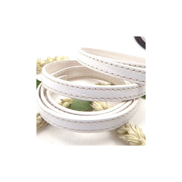 Cuir plat 10mm couture blanc