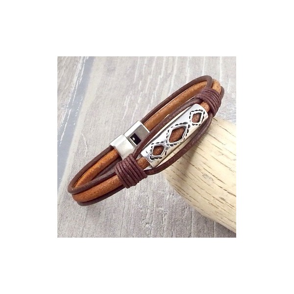 kit bracelet cuir homme ethnique nature et marron