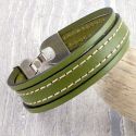 Kit bracelet cuir vert anis coutures