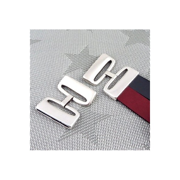 Fermoir clip haute qualite metal plaque argent cuir 40mm