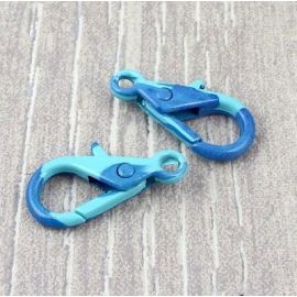 Fermoir mousqueton imprime bleu et turquoise 29mm