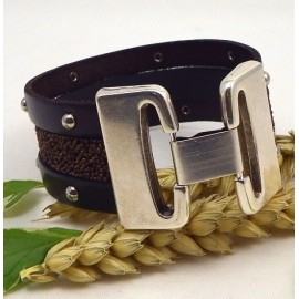 Kit tutoriel bracelet cuir 3 bandes marron haute qualite