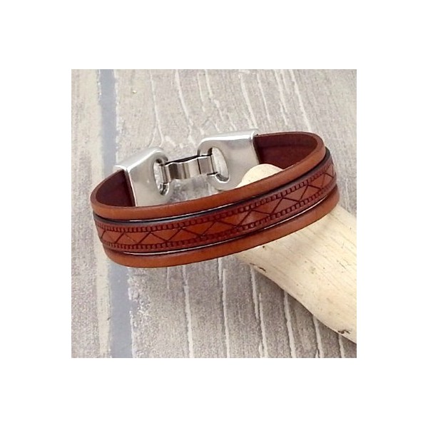 Kit bracelet cuir marron homme ethnique boho 