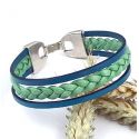Kit bracelet cuir tresse vert et turquoise