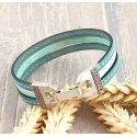 Kit bracelet cuir turquoise vert coutures