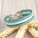 Kit bracelet cuir turquoise vert coutures