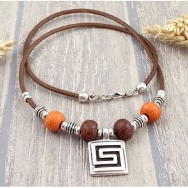 Ensemble collier, bracelet et boucles d'oreilles en plaqué - Sunu