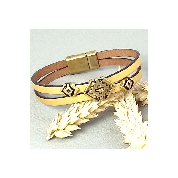 Kit bracelet cuir doré passants boho bronze