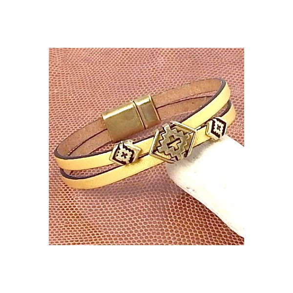 Kit bracelet cuir doré passants boho bronze