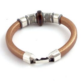 Kit bracelet cuir regaliz cuivré marron argentl