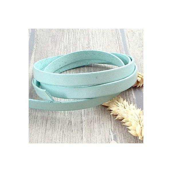 Cuir plat 5mm turquoise pastel
